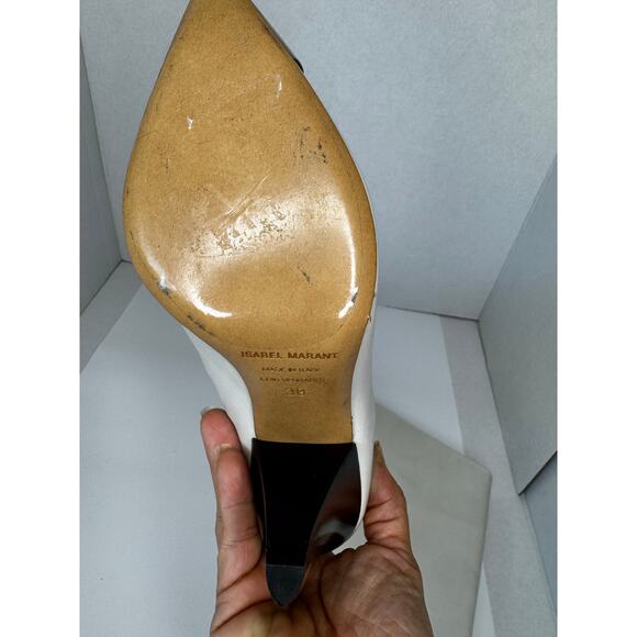 Isabel Marant Lilezio Knee High leather ivory heeled western  Boot size 38 - Picture 4 of 11